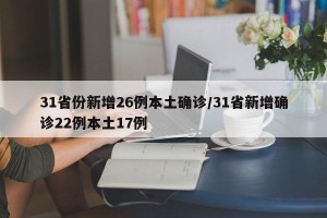31省份新增26例本土确诊/31省新增确诊22例本土17例